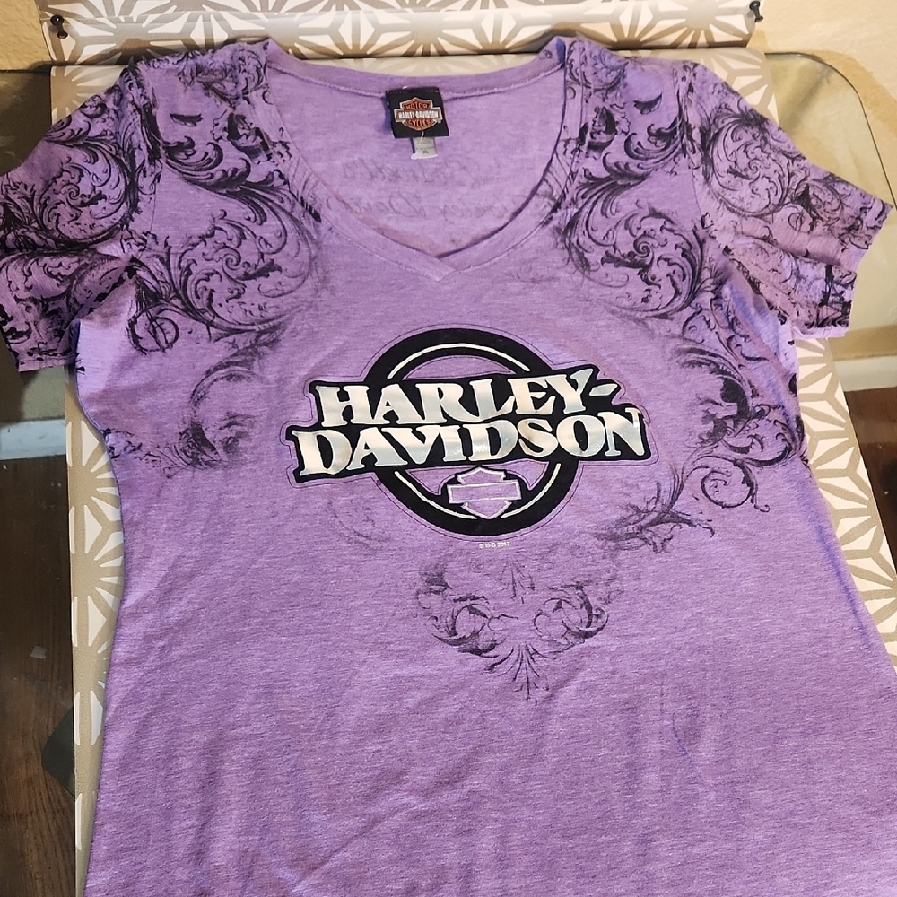 Harley-Davidson Purple Graphic Fitted T-Shirt